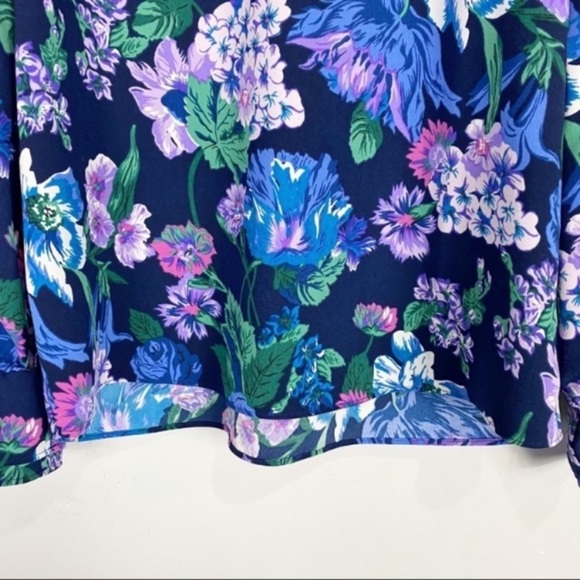 J.CREW Ruffle Neck Long Sleeve Floral Top 365 Crepe XS - Picture 9 of 12